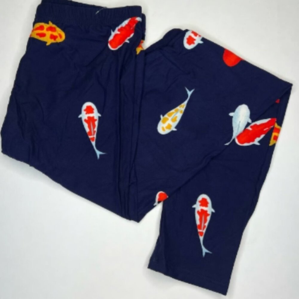 New Womens Koi Fish Navy Blue Orange Peach Butter Soft Leggings One Size 0-10